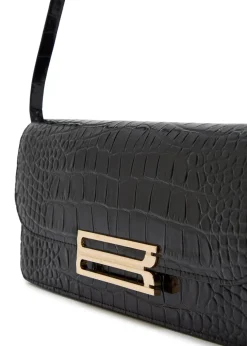 Dorian East-West crocodile-effect leather clutch