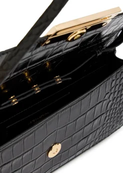 Dorian East-West crocodile-effect leather clutch