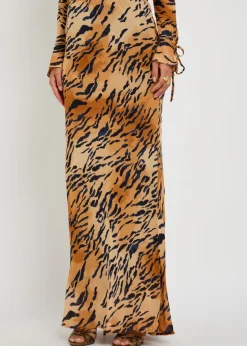 Dorris tiger-print chiffon maxi skirt