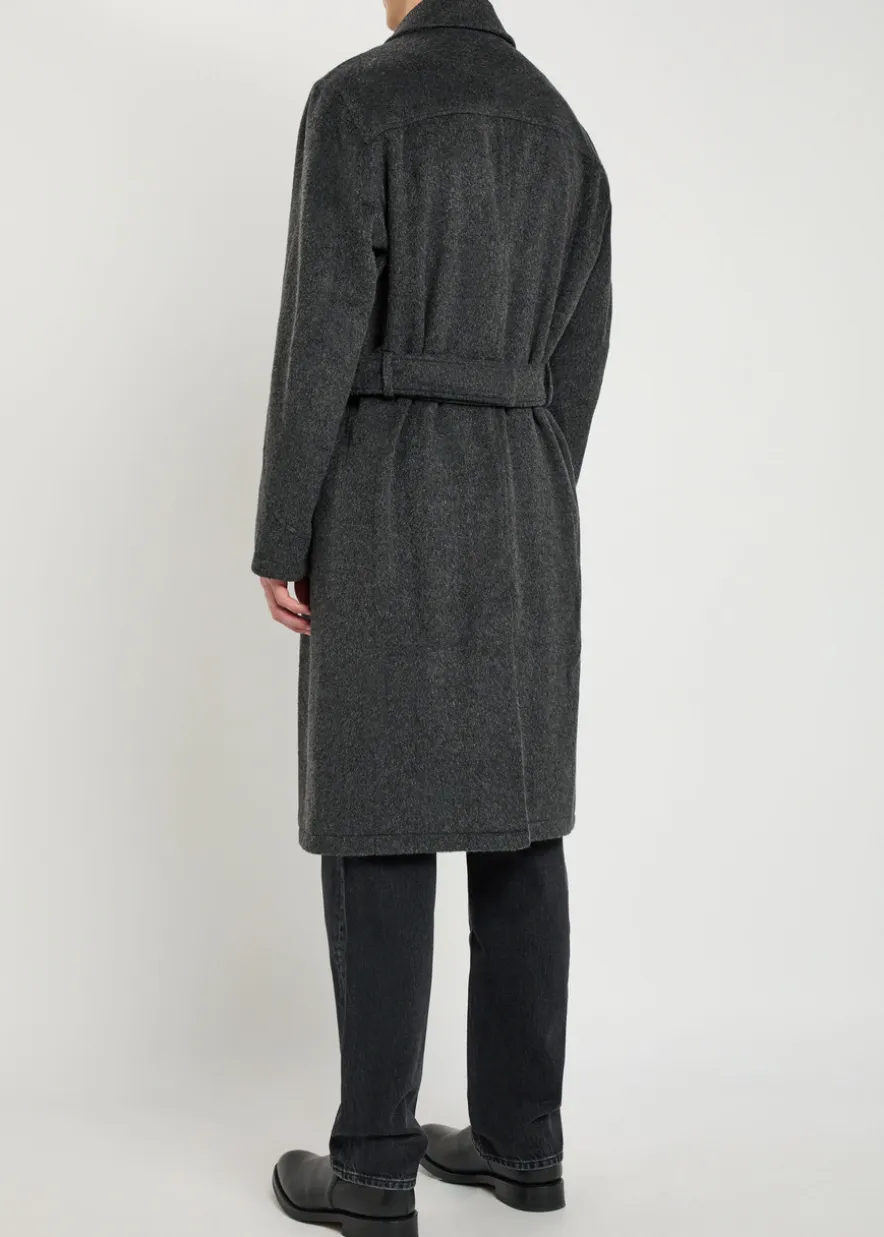 Double-breasted belted wool-blend coat