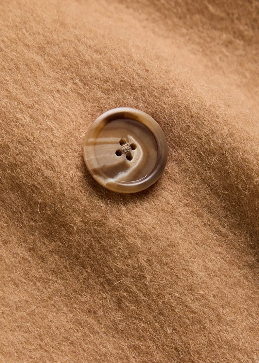 Double-breasted camel hair coat