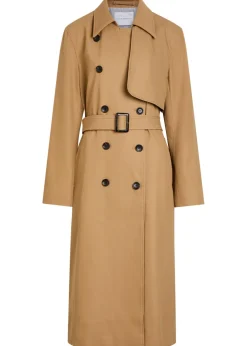 Double-breasted cotton trench coat