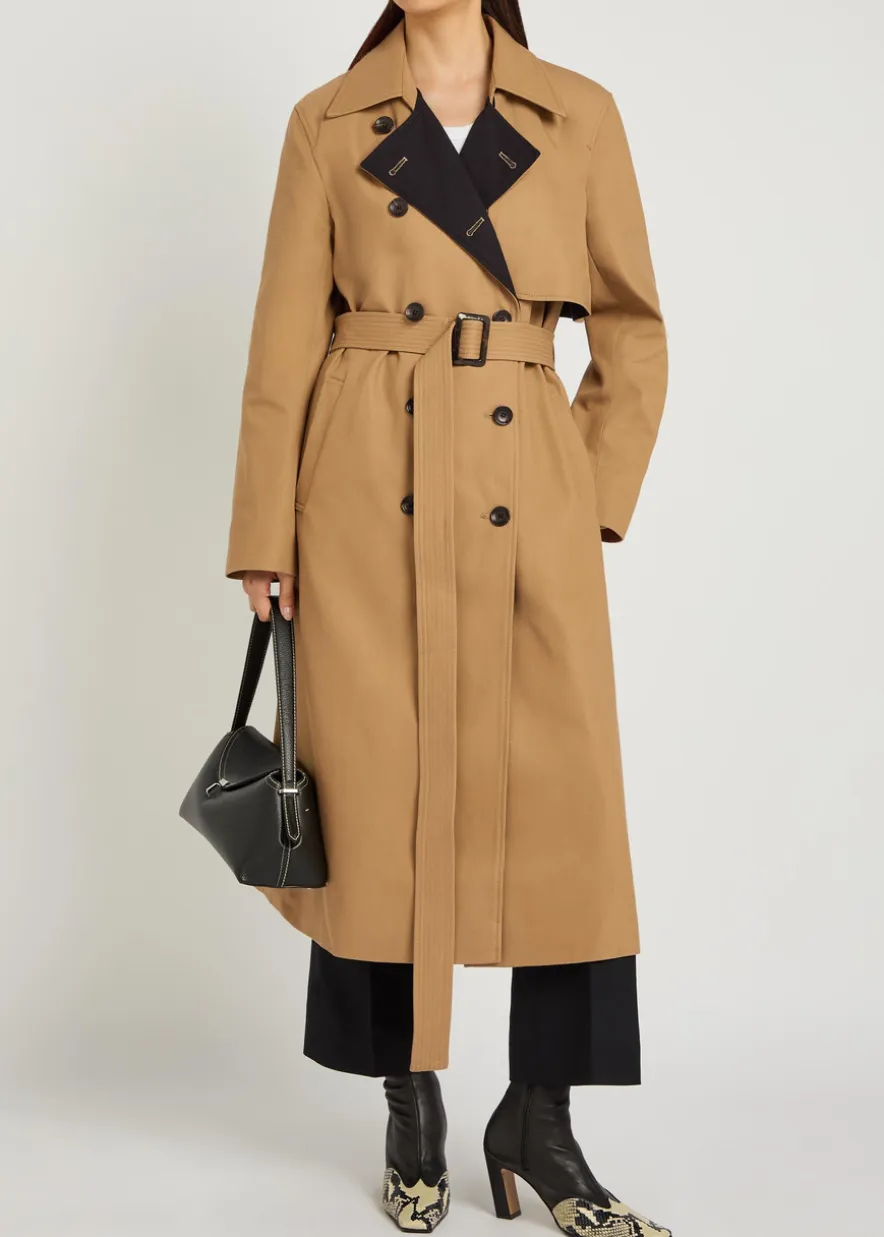 Double-breasted cotton trench coat