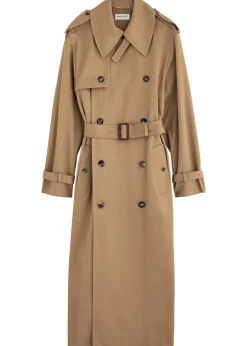 Double-breasted cotton twill trench coat