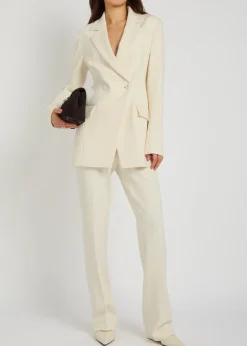 Double-breasted fitted jersey blazer