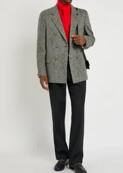 Double-breasted tweed blazer
