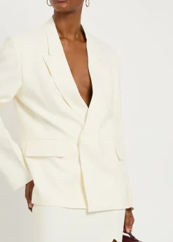 Double-breasted twill blazer