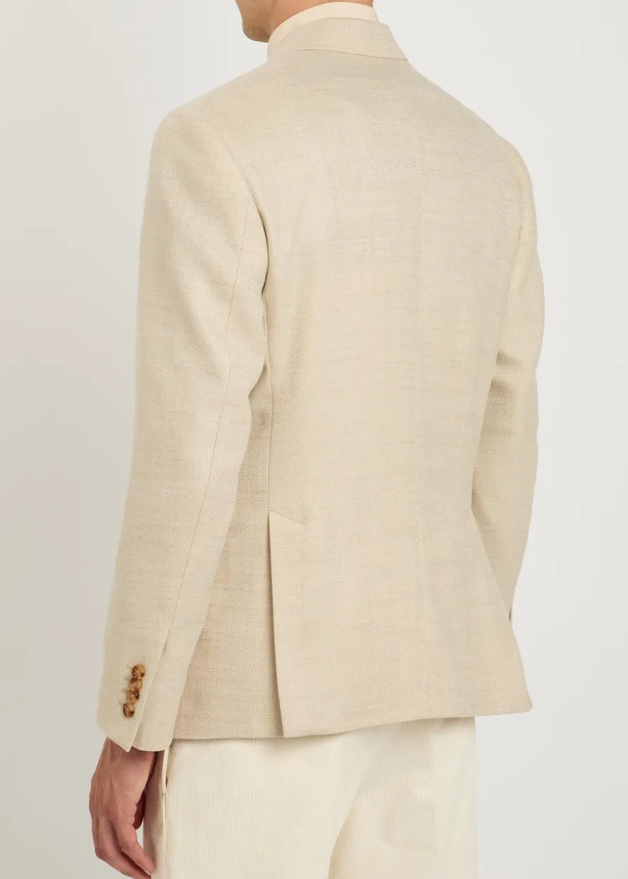 Double-breasted wool and silk-blend blazer