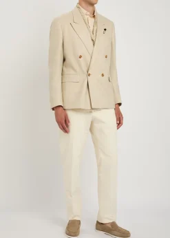 Double-breasted wool and silk-blend blazer
