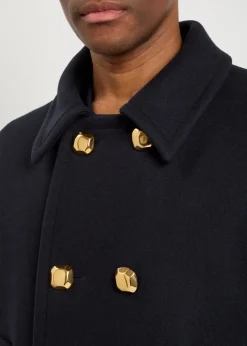 Double-breasted wool peacoat