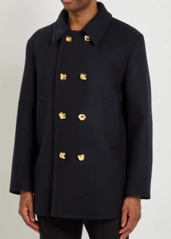 Double-breasted wool peacoat