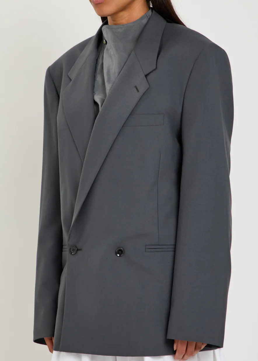 Double-breasted woven blazer