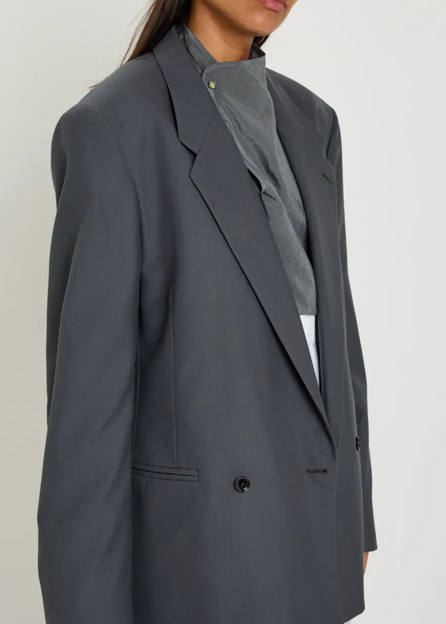 Double-breasted woven blazer