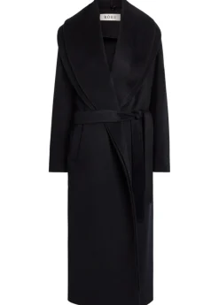 Double-faced belted wool and cashmere-blend coat