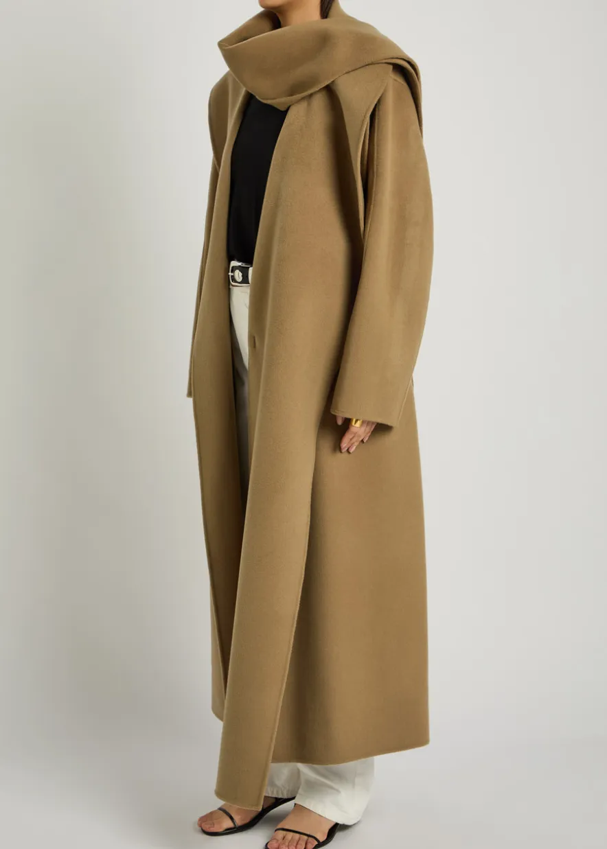 Double-faced belted wool and cashmere-blend coat
