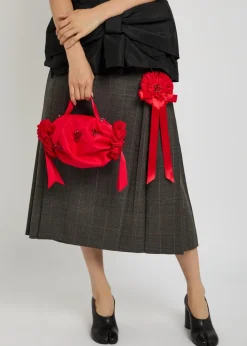 Double Ribbon Rosette mini nylon top handle bag