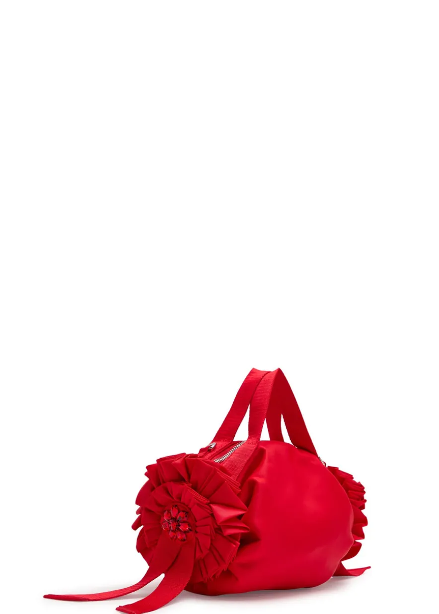 Double Ribbon Rosette mini nylon top handle bag