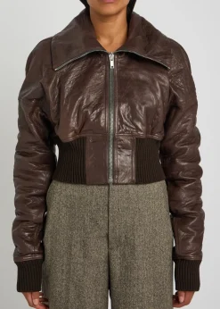 Dracuflight cropped leather bomber jacket