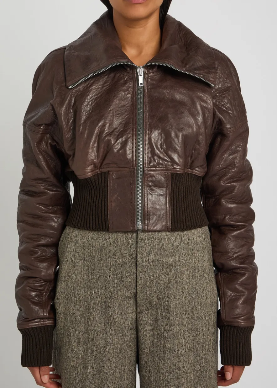 Dracuflight cropped leather bomber jacket