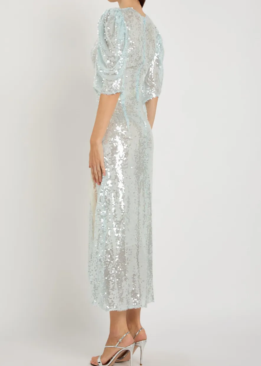 Drama sequin-embellished stretch-mesh maxi dress