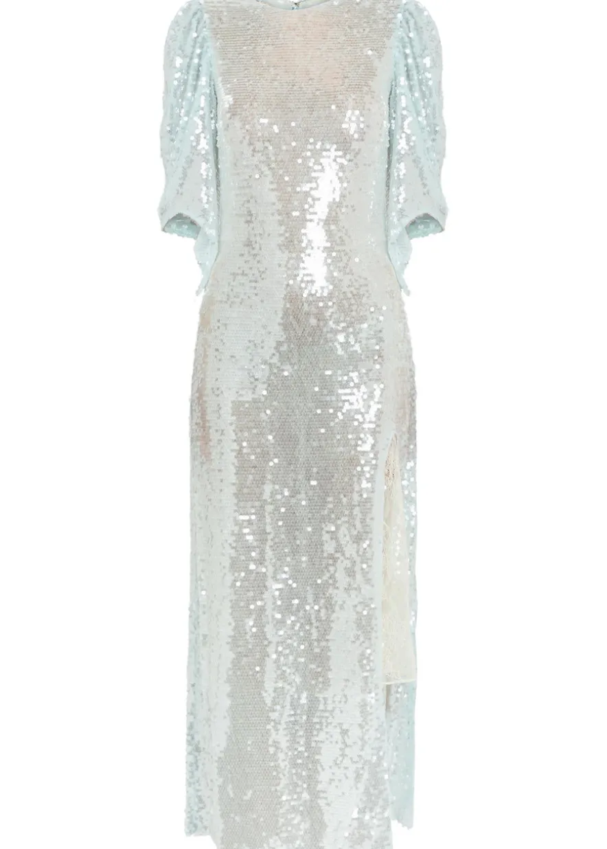 Drama sequin-embellished stretch-mesh maxi dress