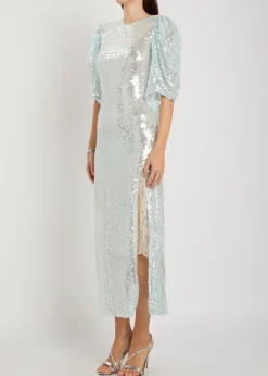 Drama sequin-embellished stretch-mesh maxi dress