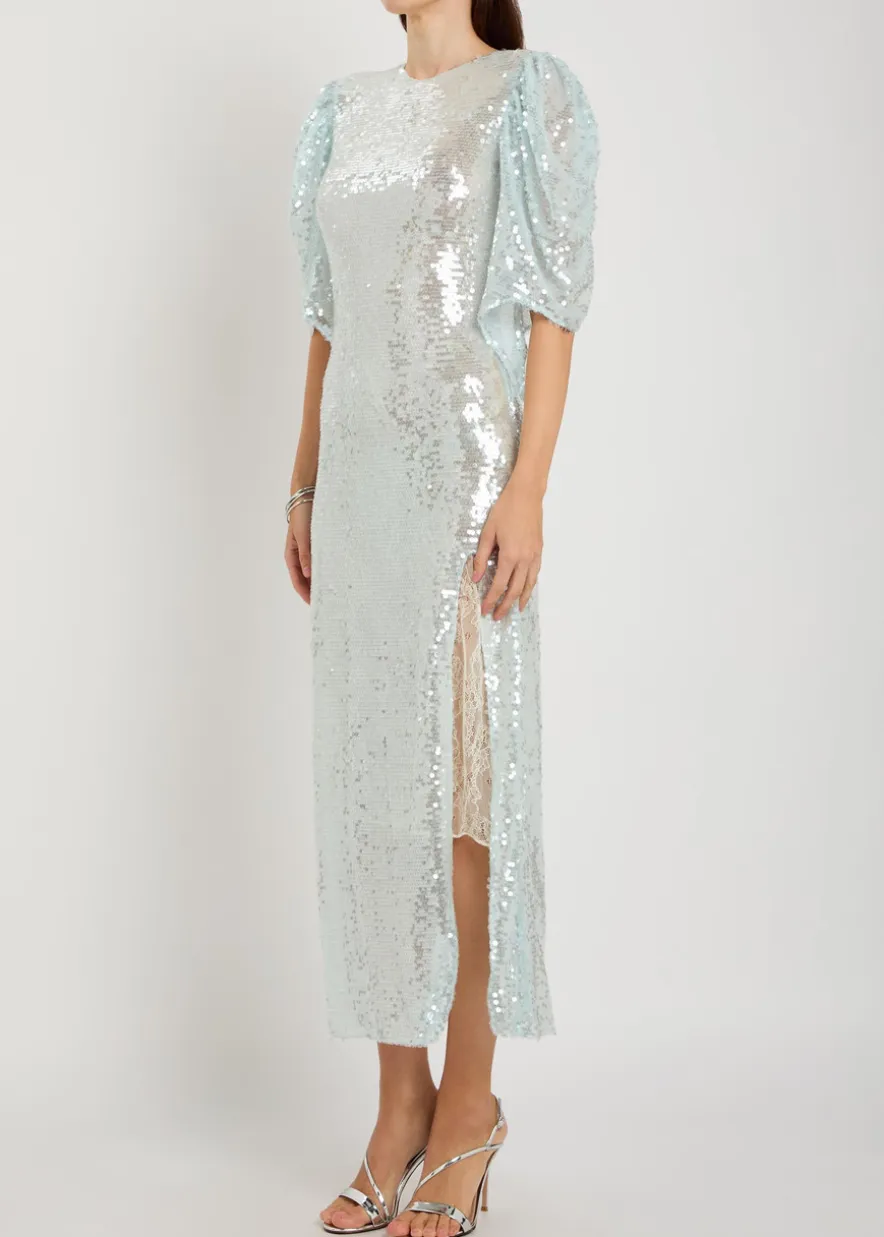 Drama sequin-embellished stretch-mesh maxi dress
