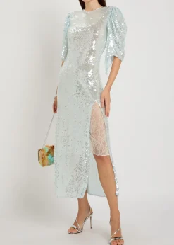 Drama sequin-embellished stretch-mesh maxi dress