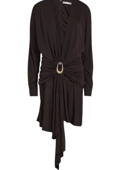 Draped asymmetric jersey midi dress