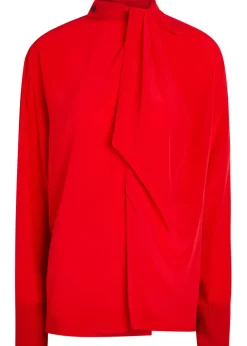 Draped asymmetric silk blouse