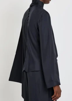 Draped asymmetric silk top