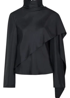Draped asymmetric silk top