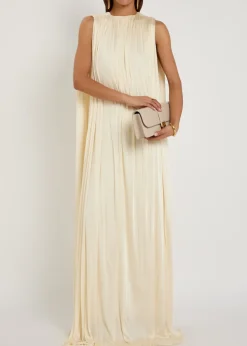 Draped gathered stretch-jersey gown