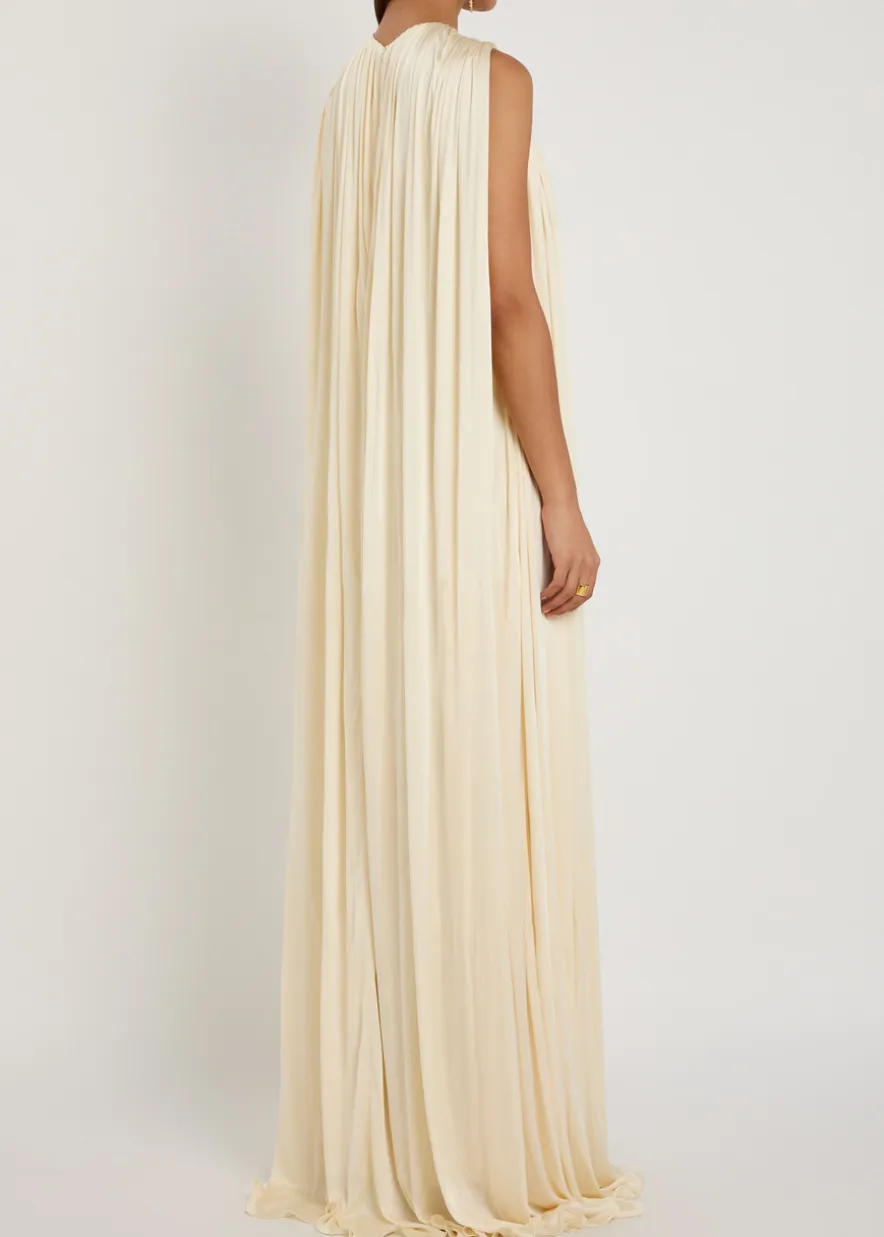 Draped gathered stretch-jersey gown