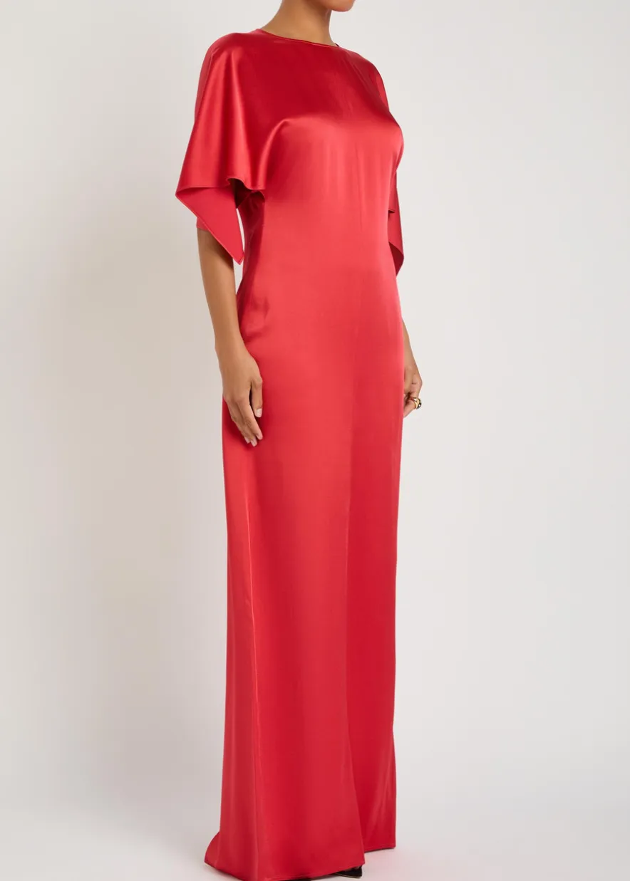 Draped satin-crepe maxi dress