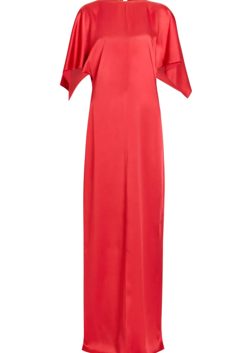 Draped satin-crepe maxi dress