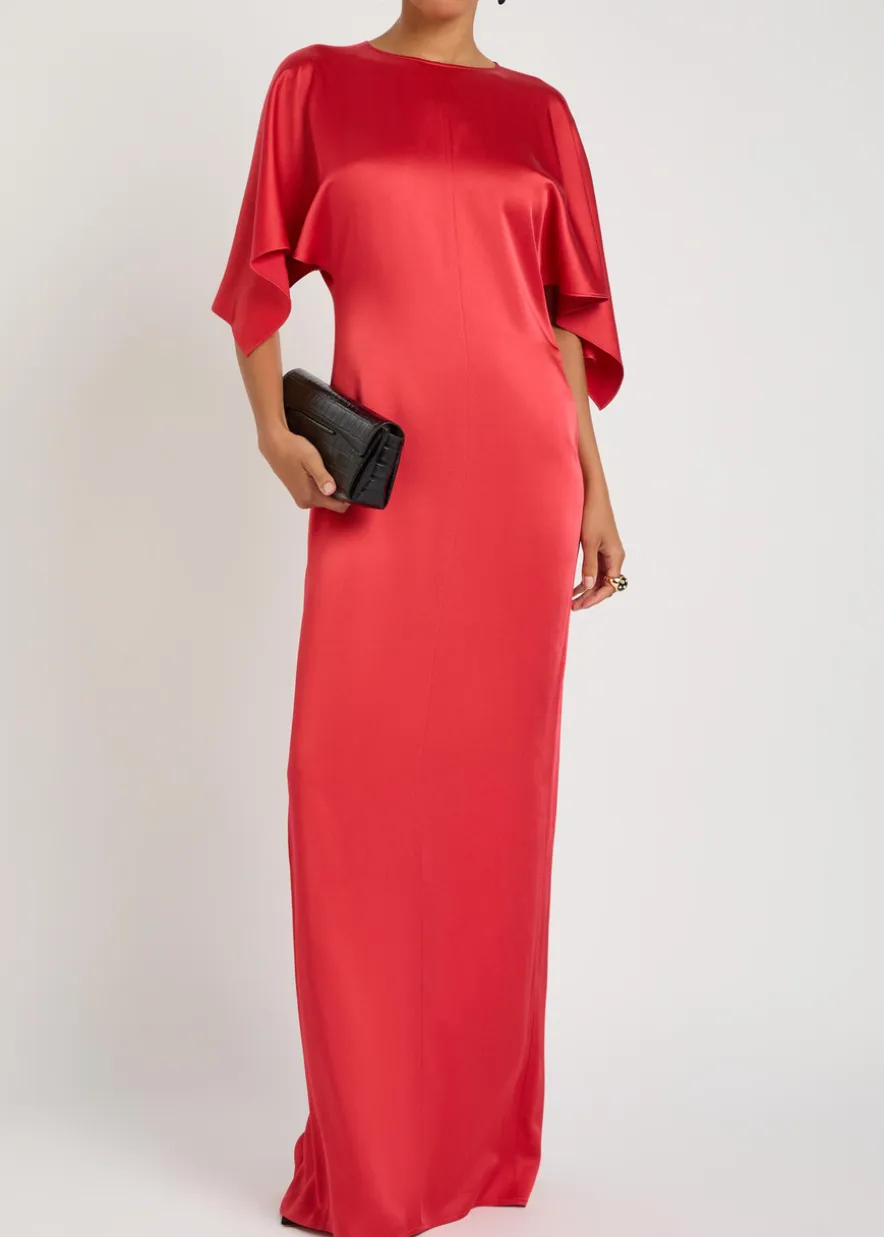 Draped satin-crepe maxi dress