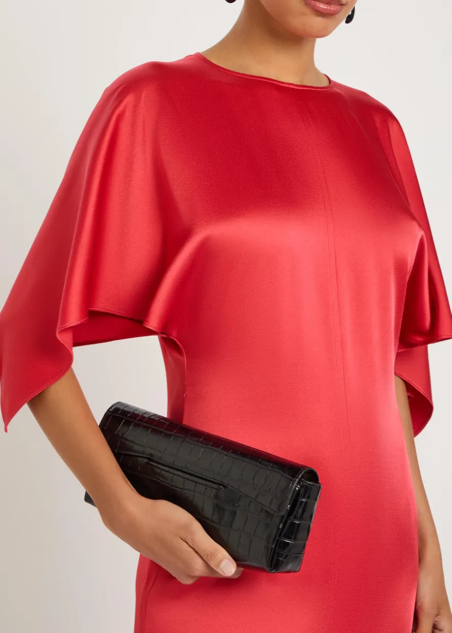 Draped satin-crepe maxi dress