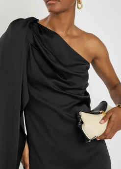 Draped satin-crepe mini dress
