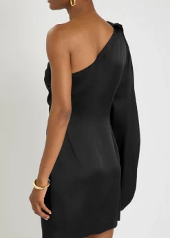 Draped satin-crepe mini dress