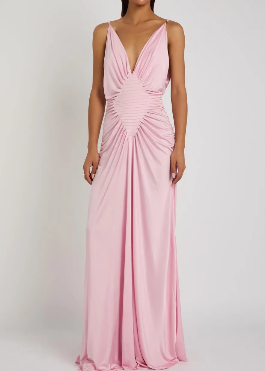 Draped satin-jersey gown