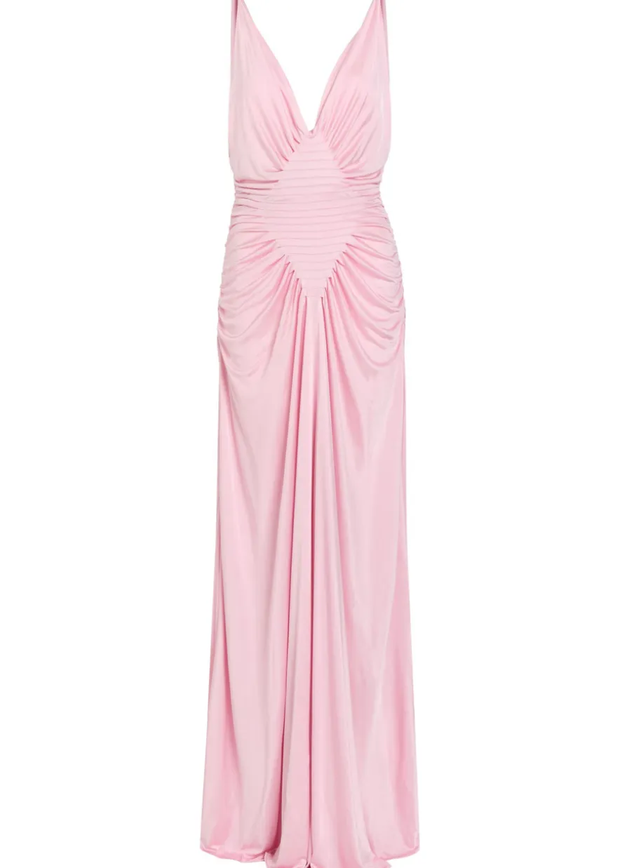 Draped satin-jersey gown