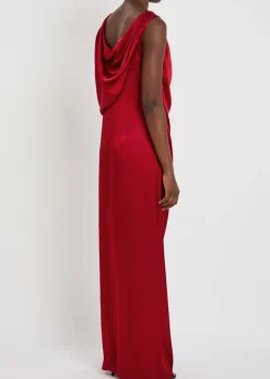 Draped satin maxi dress