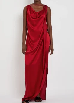 Draped satin maxi dress
