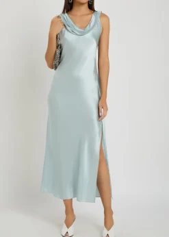 Draped silk midi dress