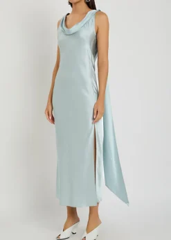 Draped silk midi dress