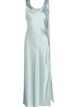 Draped silk midi dress