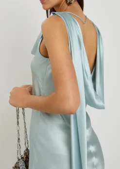 Draped silk midi dress