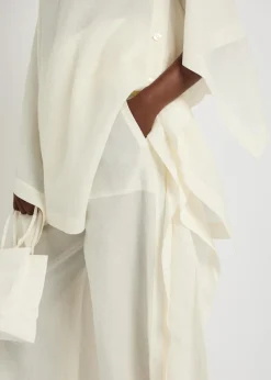Draped wide-leg paper-blend trousers