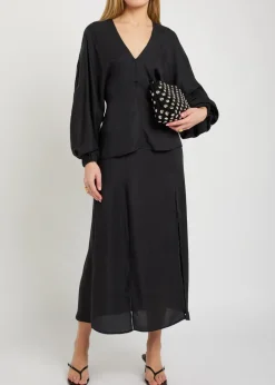 Draped woven blouse